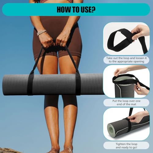 Yoga Mat Carrier Strap, Adjustable Thick Straps Sling for Carrying Large Mats, Stretching Band - color: Turquoise