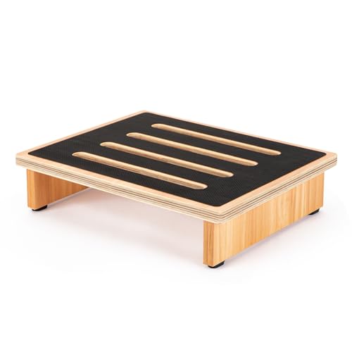 StrongTek 3.5" One Step Stool for Adults, Sturdy Wooden Riser with Non-Slip Rubber Top, 440 lb Capacity, No Assembly Required, Portable for Kitchen, Bathroom, Bedside, Kids & Seniors - size: 3.5"-Natural