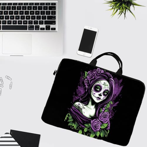 15-Inch Laptop Sleeve – Stylish, Lightweight, Shockproof, Water-Resistant Case for Lenovo, HP, Dell, Asus Notebooks - Day of The Dead Sugar Skull Women - color: Day of the Dead Sugar Skull Women