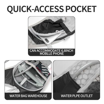 IX INOXTO Hydration Pack Backpack, Lightweight Water Backpack with 2L Hydration Bladder Daypack for Men Women,Running Hydration Vest for Trail Running Hiking Cycling Race Climbing - color: Black grey - 2L