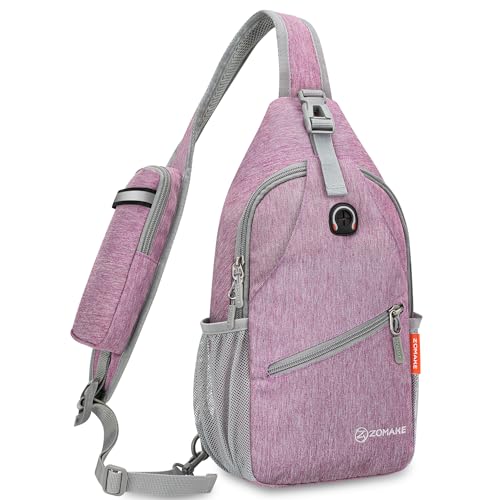 ZOMAKE Sling Bag,Small Crossbody Sling Backpack,Water Resistant Shoulder Daypack for Travel,Anti Thief Chest Bag for Hiking(Light Purple) - color: Light Purple