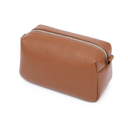 PU leather Organizer Bag Lightweight Cosmetic Bag with Ring Clasp Perfect Travel Makeup Bag for Women (Saddle Brown/PU) - color: Saddle Brown/PU