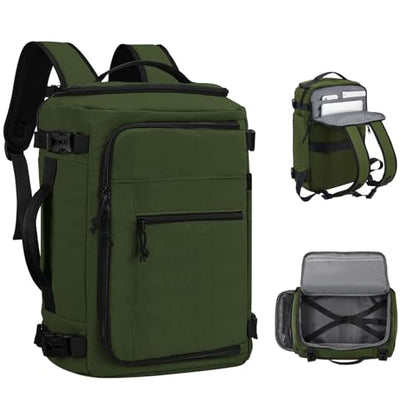 Carry On Travel Backpack Flight Approved Laptop Backpack Business Work Backpack for Women Men Large Capacity Casual Daypack with Wet/Dry Separation Pockets, Dark Green - color: Dark Green, style: B