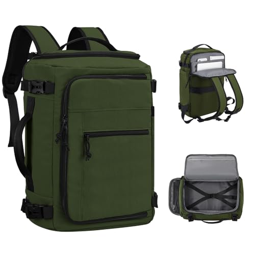 Carry On Travel Backpack Flight Approved Laptop Backpack Business Work Backpack for Women Men Large Capacity Casual Daypack with Wet/Dry Separation Pockets, Dark Green - color: Dark Green, style: B