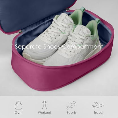 Uselike Gym Backpack for Women Men, Lightweight Gym Bag with Shoe Compartment, Waterproof Workout Backpack with Wet Pocket - color: Rose Red
