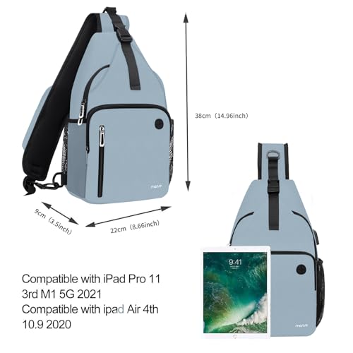MOSISO Sling Backpack Bag, Crossbody Shoulder Bag Travel Hiking Daypack Chest Bag with Front Square Pocket&USB Charging Port - color: Aquamarine