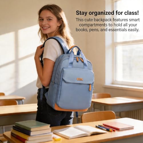 Minimalist Laptop Backpack with Luggage Strap, Stylish Daypack with Anti-Theft Pocket, Durable Casual Carry (BLUE) - color: Blue