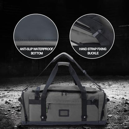Large Duffle Bag for Travel - Men & Women, Foldable Gym Duffle Backpack, Heavy Duty Tactical Military Canvas Duffel Bags, Extra Big Carry On with Shoe Pockets, Waterproof (80L/103L) - color: Grey, size: M(80L)