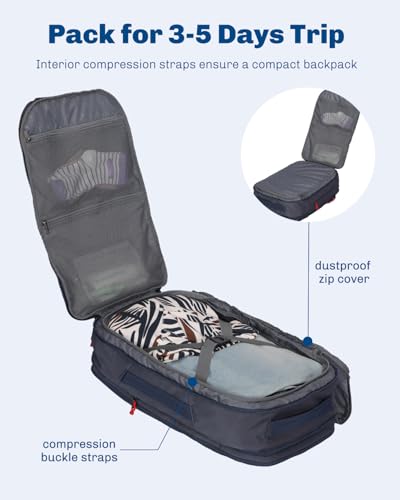 Hynes Eagle TSA Friendly Travel Backpack for Men Women Carry on Backpack 40L Flight Approved Laptop Backpack for 17 inches Compressible Weekender Bag Overnight Backpack Dark Blue - color: Dark Blue