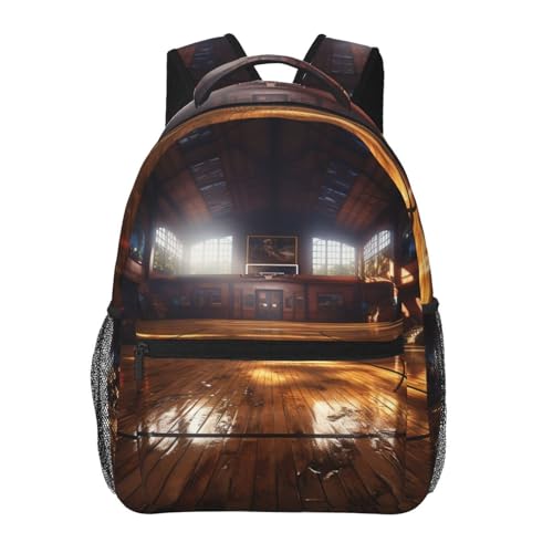 Basketball court Travel Backpack for Men & Women 15.6 inch Laptop Backpack Waterproof Work Back Pack - color: Basketball Court