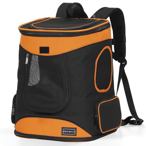 Petsfit Dog Backpack Carrier with Upgrade Waist Cushion Design to Better Fit The Waist, Suitable for Small and Medium Dogs Cats, and Rabbits up to 18 Pounds - color: AOrange