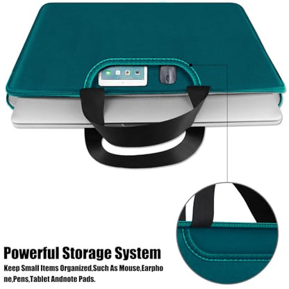 Laptop Sleeve Bag 15.6 Inch, Traveling Briefcase Handle Bag & with Extra Pockets, Computer Protective Case Compatible for 15 15.6 inch HP, Dell, Acer, Asus, Cyan - color: Cyan, size: 15.6 inch