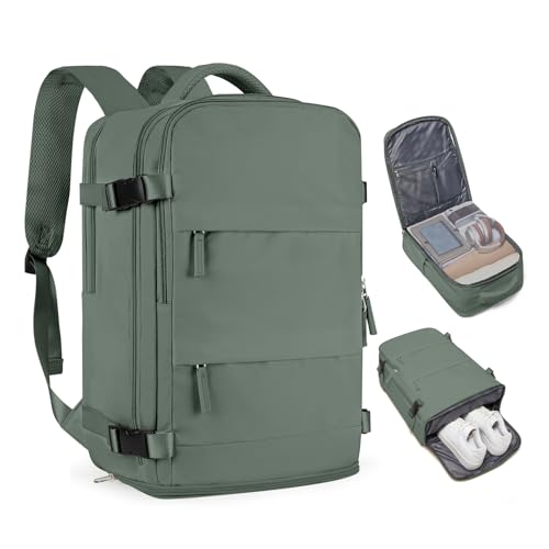 coofay Large Travel Backpack For Women Men Airline Approved Carry On Backpack Flight Approved Waterproof Sports Luggage Backpack Casual Daypack Small Hiking Backpack - color: A-olive Green, size: Large