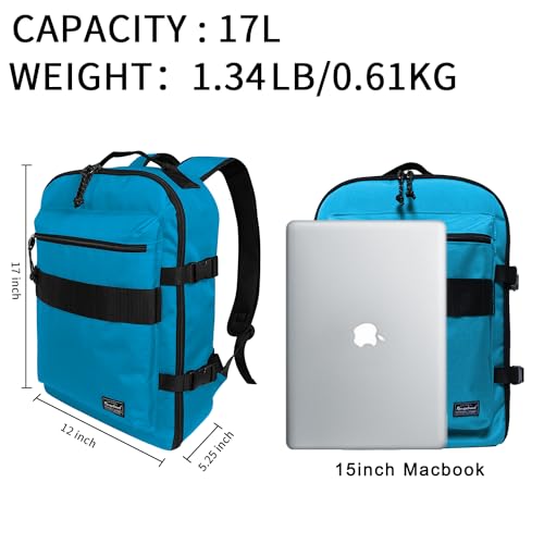 Travel Backpack 17L Lightweight Casual Small Carry-on Daypack 15-inch Laptop Notebook, Underseat Overnight Weekender, Blue - color: Blue