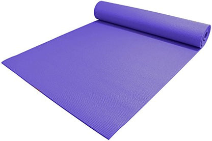 YogaAccessories 1/4" Thick High Density Deluxe Non Slip Exercise Pilates & Yoga Mat - color: Dark Purple