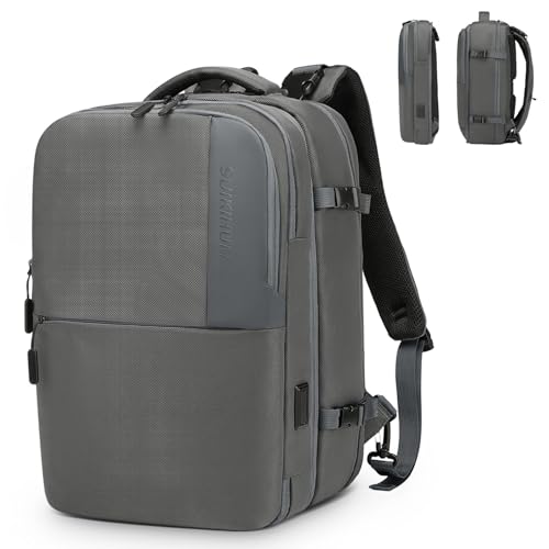 2-in-1 Travel Backpack for Men, Expandable 16" Laptop Backpack with Detachable Briefcase, Water-Resistant Carry-On Business Bag with USB-C, Gray - color: Gray