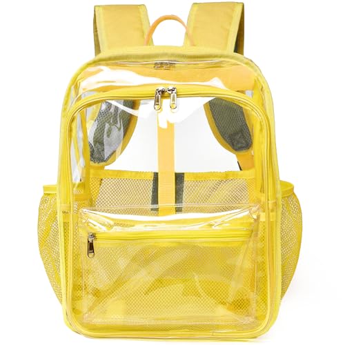 Clear Backpack,Clear Backpacks for School Heavy Duty See Through Bookbag Waterproof Backpack for Men Women,Yellow - color: Yellow, size: Large-15.5in