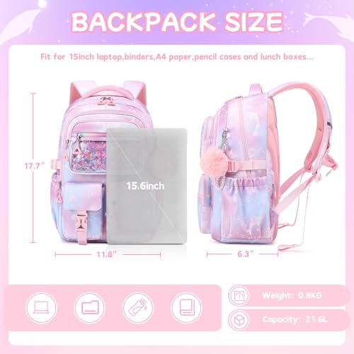 Girls Backpack,School Bag for Kids,Primary,Elementary,teen ages 6-15 Girls Bookbag,Students Kawaii Backpack Pink dolphin - color: Pink Dolphin