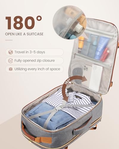 LOVEVOOK 50L Travel Backpack Flight Approved Carry on Backpack,3 Packing Cubes,Waterproof Personal Item Travel Bag,TSA Carry on Luggage Suitcase Travel Essentials,Gifts for Women & Men,fits 18" Laptop - color: Grey-brown, size: X-Large-50L-4Pcs