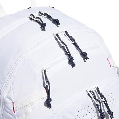 adidas Defender 5 Backpack for Sports, Gym, School and Travel, 33L, White/Night Indigo/Pure Ruby Red, OSFA - color: White/Night Indigo/Pure Ruby Red