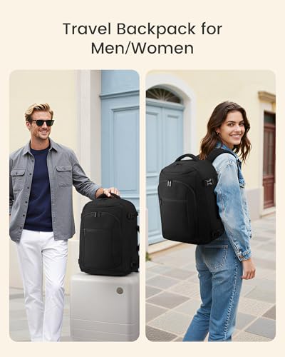 LOVEVOOK 40L Travel Backpack for Women & Men,Airline Approved Carry On Backpack with 3 Packing Cubes,TSA Waterproof Personal Item Bag,Weekender Overnight Essentials Backpacks fits 18" Laptop - color: Black-1, size: 40L-4PCS