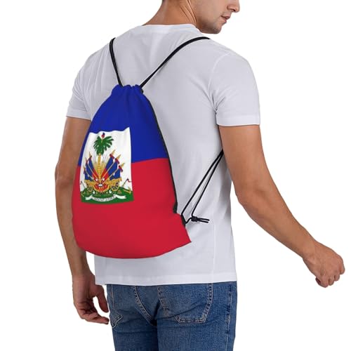 Haiti Flag Drawstring Bag Sport Gym Backpack Beach Travel Sack Draw String Yoga Bag For Men Women - color: Haiti Flag