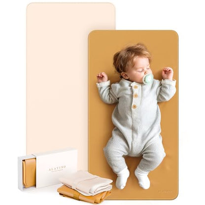 2 Pack Vegan Leather Baby Changing Mat, Large 30" x 17" Waterproof Foldable Diaper Mat, Wipe-Clean Portable Changing Pad for Travel, Home & Diaper Bag, Baby Shower Gifts for New Moms (Beige & Brown) - color: Beige&Brown