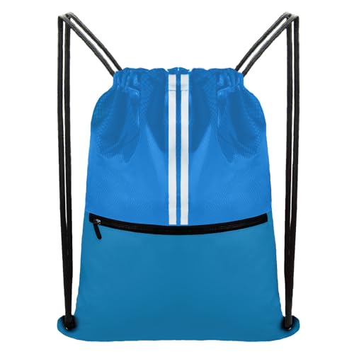 Drawstring Backpack Large Sports Gym Draw String Bag for Women and Men (Ocean Blue) - color: Two Tone Ocean Blue