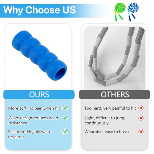 Jump Rope for Kids, Adjustable Jump Ropes for 4 5 6 7 8 10 12, Tangle Free Jumping Rope Age 8-12, Segmented Soft Beaded Skipping Rope for Women Fitness - color: Green and Blue