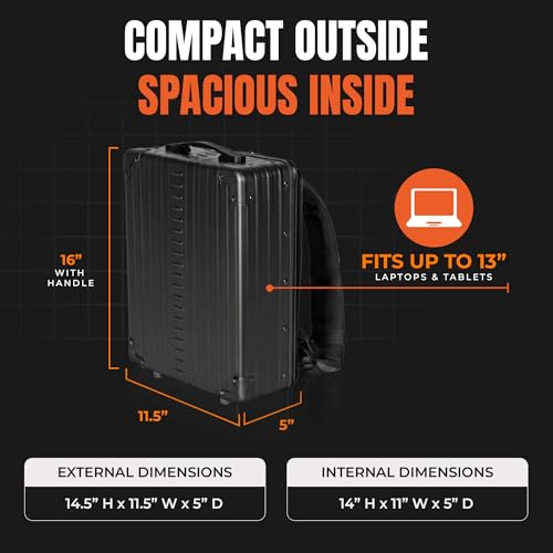 Aleon Case Hard Shell Backpack for Men & Women, 16 Inch Lightweight Business Travel Backpack w/RFID Blocking, Fits 13 Inch Laptop, Hybrid Tech Backpack for Executive, Gaming, Photography Gear, Black - color: Black