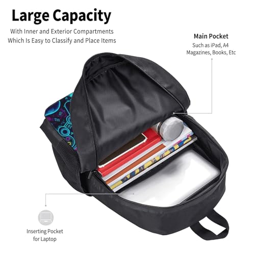 Ergonomic Padded Backpack Graffiti Skeleton Skull Video Gaming Colorful, Anti Theft Spacious Travel Daypack Sturdy Polyester Bag for Commute Gym Outdoor Leisure Use - color: Design (1325)