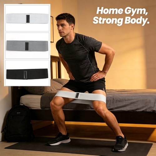 3 Pack Fabric Hip Resistance Bands, Non-Slip Glute Workout Loop Bands, 3 Tension Levels Fitness Exercise Bands for Leg Hip Training - color: Black