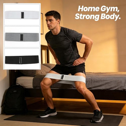 3 Pack Fabric Hip Resistance Bands, Non-Slip Glute Workout Loop Bands, 3 Tension Levels Fitness Exercise Bands for Leg Hip Training - color: Black