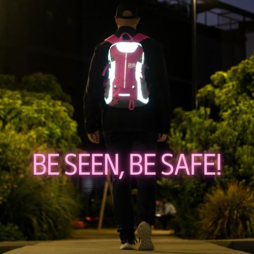 riderbag Reflective Motorcycle Backpack, Hi Viz Commuter Riding Bag | Designed by Riders for Everyday Rides with Laptop Compartment and Helmet Net. Built to Help You Be Seen. - color: Pink