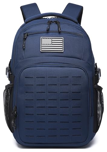 Wotony Military tactical backpack Laser-Cut MOLLE Webbing, backpack for men small tactical assault bag (Blue, 20 inch) - color: Blue, size: 20 inch