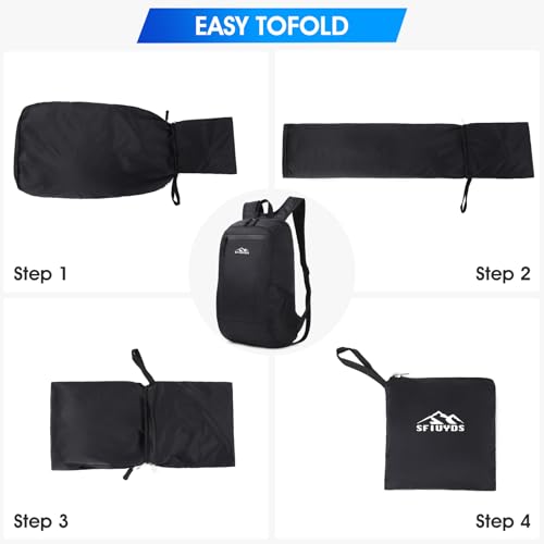 Lightweight Hiking Backpack Small,Waterproof Hiking Daypack,Foldable Backpack for Travel,Ultralight Daypack(Nylon, Black) - color: Nylon Black