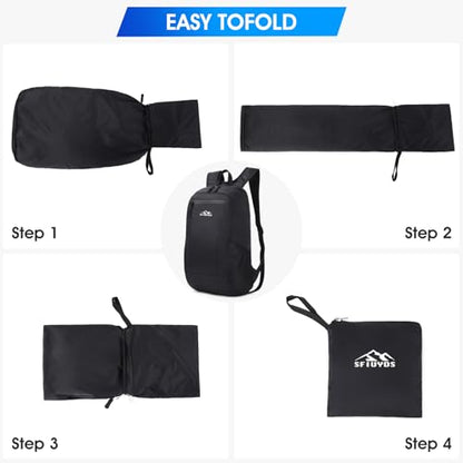 Lightweight Hiking Backpack Small,Waterproof Hiking Daypack,Foldable Backpack for Travel,Ultralight Daypack(Nylon, Black) - color: Nylon Black