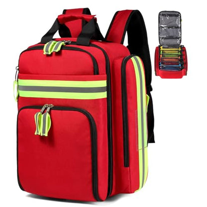 Gatycallaty First Aid Backpack - Medical Evacuation Bag - Red Emergency Lifeguard Bag for Ems Emt First Responder Trauma (Red) - color: Red