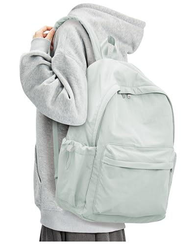 BJLFS Small Light Green School Backpack for Girls Women Waterproof High School Book Bag Cute Backpack for Men Teens Boys, Lightweight Simple Middle School Back Pack Daypack Gift - color: Light Green