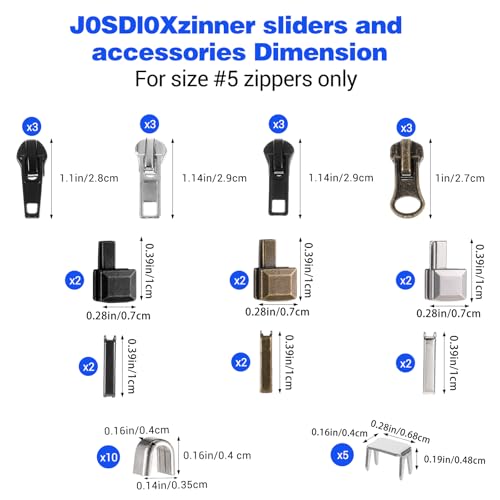 41 Pcs Zipper Repair Kit Black Separating Jacket Zippers Universal Replacement Slider Kit Metal Zippers Retainer Box Top Stop Bottom Replacement Zipper Fix Repair Tool for Jacket Coat Boot Backpack