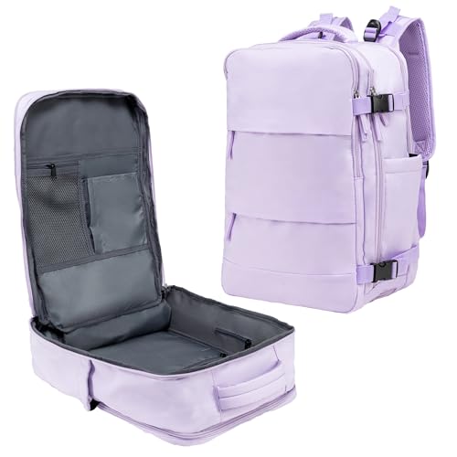 Carrywell (Not Made In China) Travel Backpack Airline Approved, Carry-On Underseat, Holds 15.6 or 16 Inch Laptop, Personal Item Bag with Shoe Compartment For Men Women, Lavender 30l - color: Lavender, size: 1 Pack, style: Travel Backpack 2