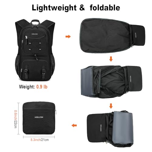 Nerlion Lightweight Foldable 35L Hiking Backpack Travel Backpack for Men Women Camping Waterproof Outdoor Hiking Daypack Backpack Black - color: Black
