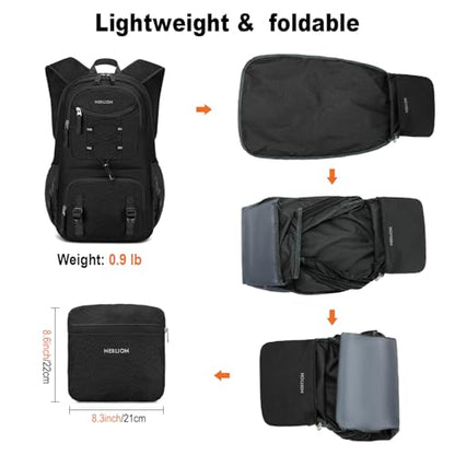 Nerlion Lightweight Foldable 35L Hiking Backpack Travel Backpack for Men Women Camping Waterproof Outdoor Hiking Daypack Backpack Black - color: Black
