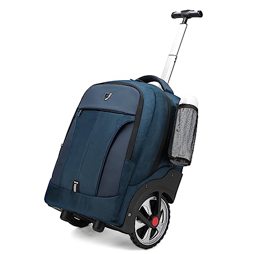Rolling Backpack,Waterproof Backpack with Wheels for Business and Travel Commuter, Carry on Backpack with Laptop Compartment, Fit 17 Inch Laptop, Wheeled Backpack for Adults - color: Blue, size: 20IN