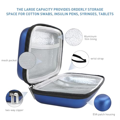 suzamed Insulin Cooler Travel Case,EVA Insulation Travel Medicine Kit with 2 Ice Packs for Diabetes Care,Insulin Pen and Other Diabetic Supplies (Blue) - color: Blue