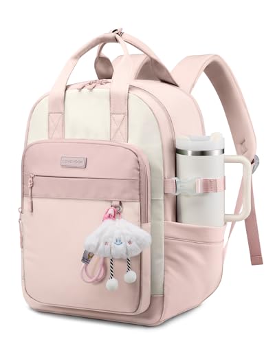 LOVEVOOK School Backpacks for Teen Girls Fits 15.6" Laptop, Lightweight Middle High School Bookbag with Large Bottle Holder for Kids, 30L Cute College Backpacks for Students Back to Schools,Pink - color: Beige-deep Taupe-blush Nude, size: 15.6 inch