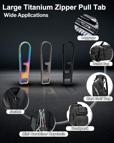 VIPERADE VAT1 Heavy Duty Titanium Zipper Pulls Replacement, Universal Zipper Pull Tab Repair Kit for Jackets, Coats, Suitcases, Luggage, Backpacks, Handbags and EDC Pouches - color: 4 Black, size: 1.65" × 0.35"