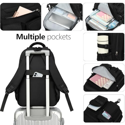 Cute Backpack for Teen Girls Boys, Aesthetic Travel Bookbag for High Middle School College Student (Black) - color: Black