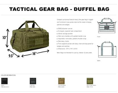 Tactical Gear bag Heavy Duty Duffel Gym bag/Tactical Backpack Custom Embroidered with your own text (Black) - color: Black