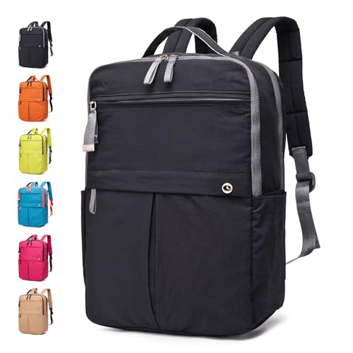 Travel Laptop Backpack for Women, Waterproof Lightweight Daypack with Multiple Pockets, Large Capacity Casual Work Backpack for Daily Use - color: Black
